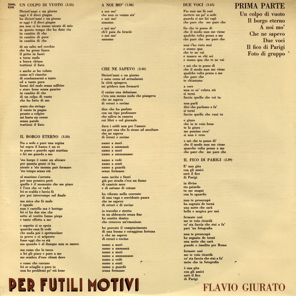 Fronte busta interna